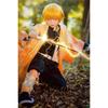 Agatsuma Zenitsu Cosplay Costume Wig Haori Embroidery Top Elastic Pants Belt Rose Net Cos Halloween Christmas Gift
