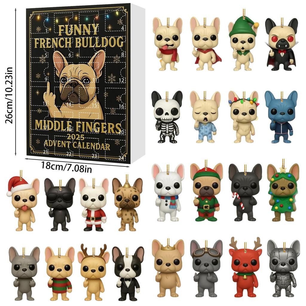 

Украшение на елку «Французский бульдог» с забавными блестящими аксессуарами в подарочной коробке для праздничного подарка