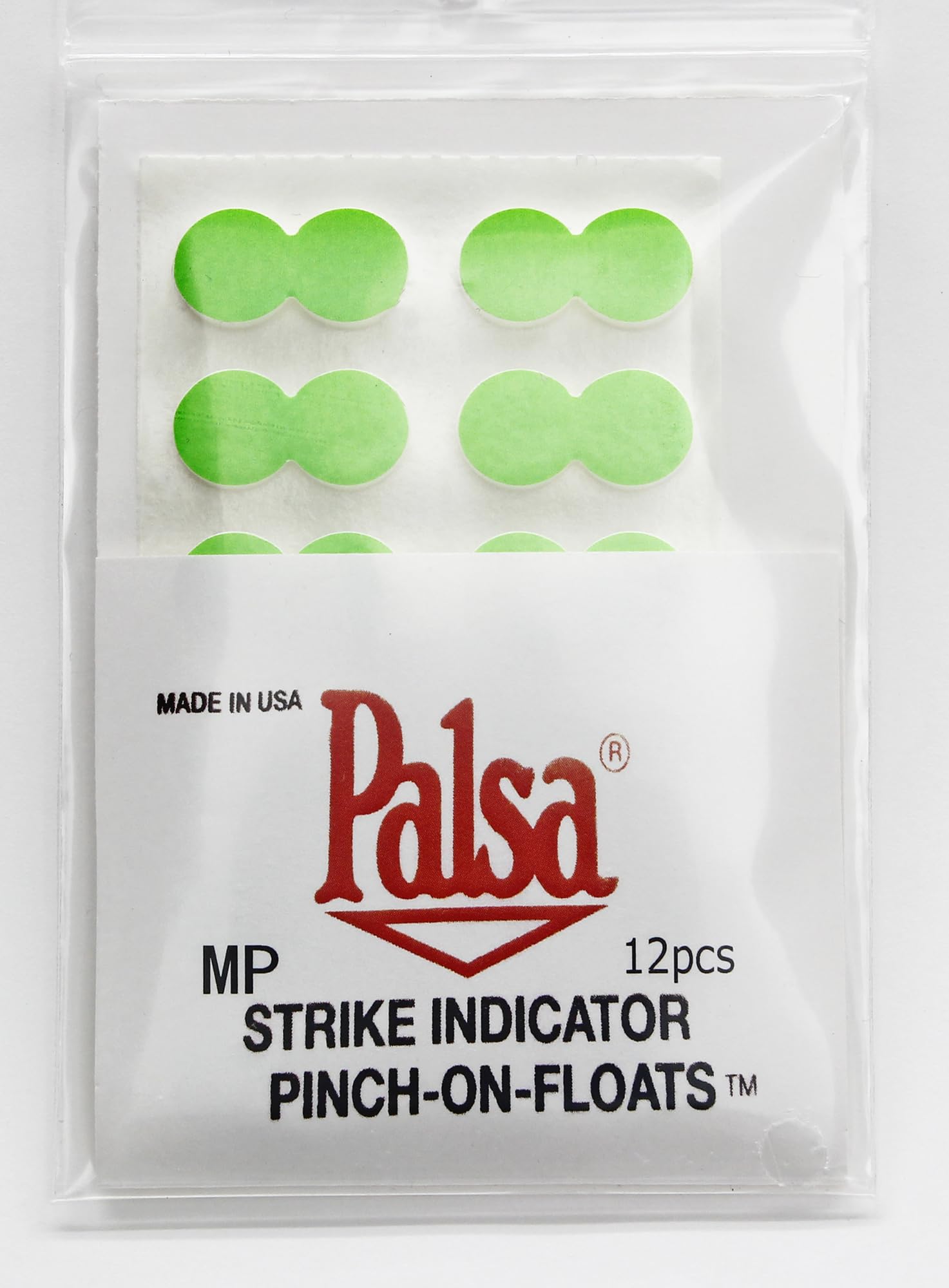 

Pinch-on Floats, Fluorescent Green, for Fly Fishing, Pack of 12