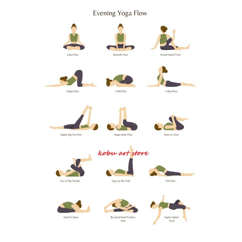 Morning Yoga Routine Canvas Painting Exercise Yoga Poses Posters and Prints Modern Wall Art Picture for Gym Yoga Studio Decor