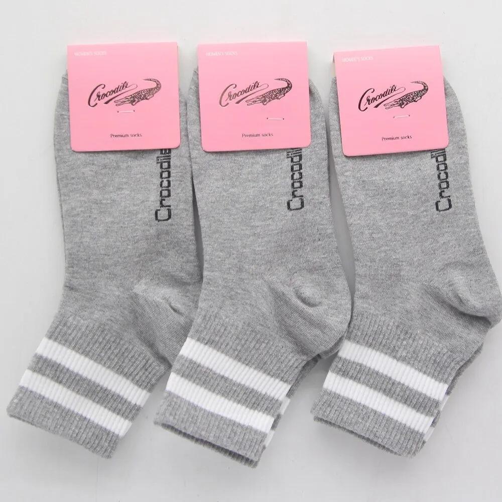 Women s Mid-calf Socks Gray Crocodile 3-Pair Set 3 pairs of gray