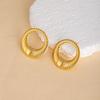 European Retro Geometric Leaf & Heart Stainless Steel Stud Earrings