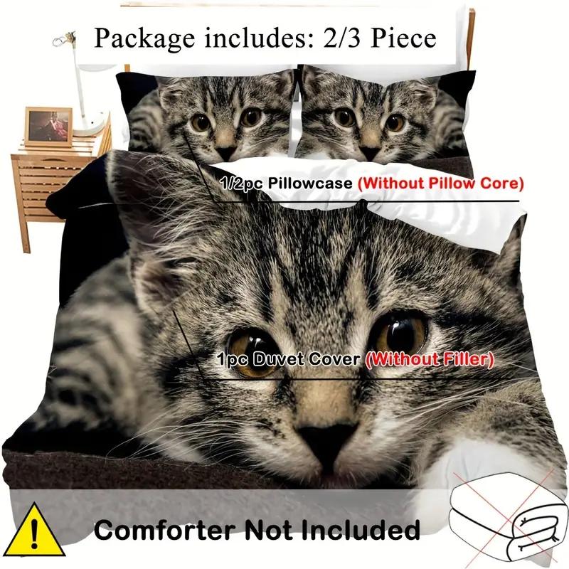 Cute Cat 3d Printed Duvet Cover Pillowcase Soft Bedding Accessories Home Decor Cute Animal Pet Theme For Boys Girls Quilt Covers