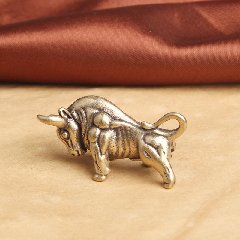

Antiqued Brass Ox Bull Keychain Pendant - Zodiac and Lucky Charm Design