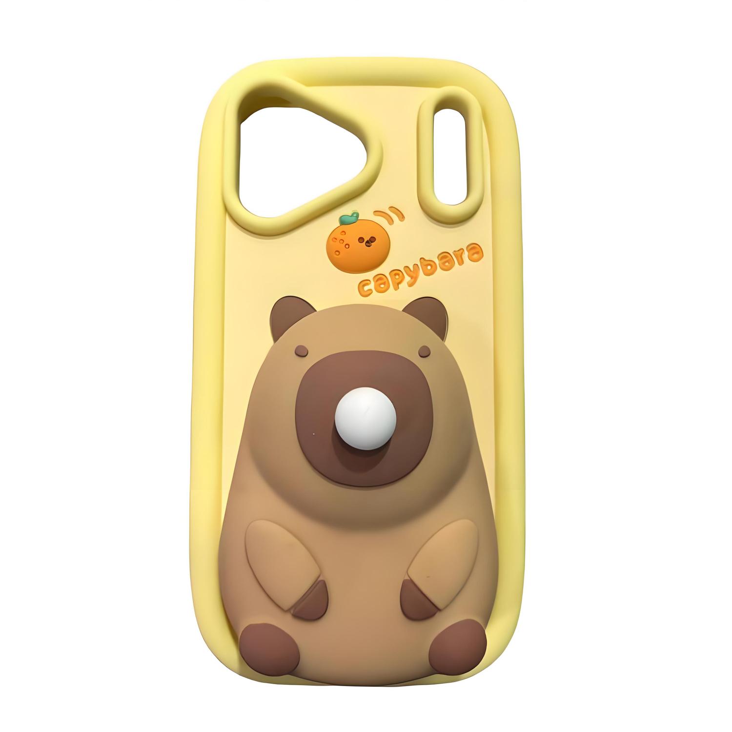 

Decompression, 3D Cute Cartoon Blow Bubbles Capybara, Soft Silicone Phone Case Back Cover For iPhone 11 12 13 14 15 16 17 Pro Max Phone Model Fit For iPhone 17 Pro Max жовтий/коричневий