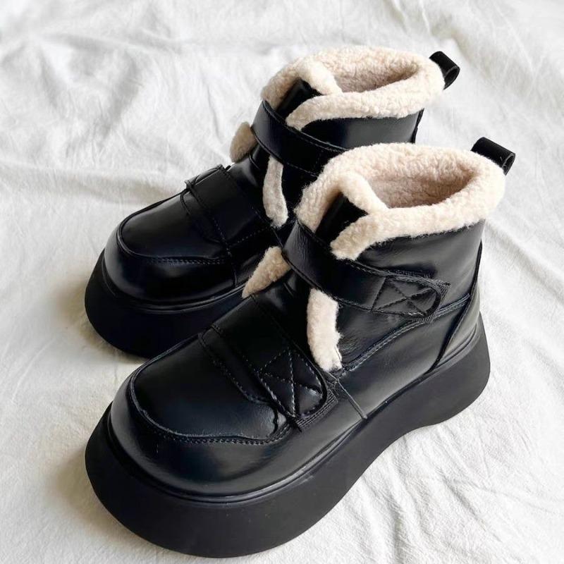 Mote støvletter dame høst og vinter bomull varme dame støvletter varme flat bunn komfortable mykt skinn myk såle allsidige varme sko