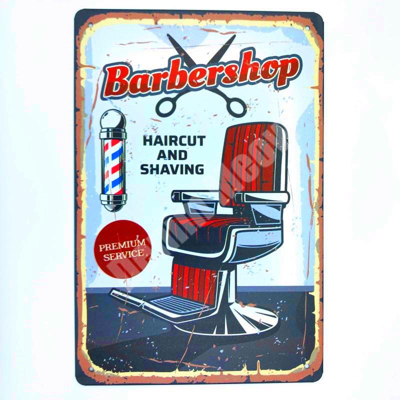 Haircut & Shave Retro Metal Plates Pub DecorationAdvertising Barbershop Wall Stickers Top Hairstyle Art Plaque Home Decor