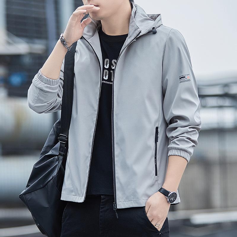 Мужская молодежная повседневная ветровка со съемным капюшоном XL