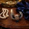 Decorative Clothing Accessory Colorful Rhinestone Owl Brooch Pin, Bird Shape Lapel Pin for Suit Dress Scarf Hat Bag Decoration, Gift Men Women Shiny