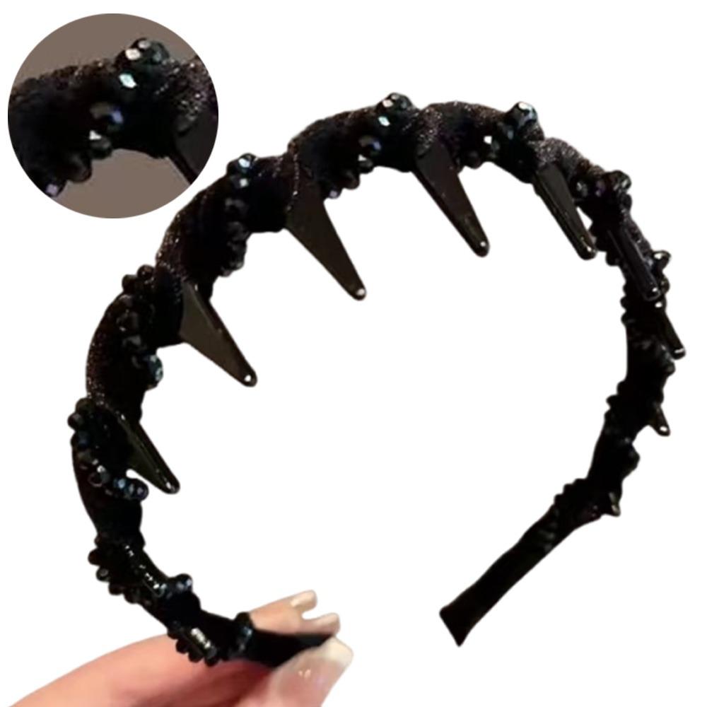 Fluffy High Cranial Top Headband Korean Style Non-slip Hair Hoop Wave Hairband with Teeth  Student