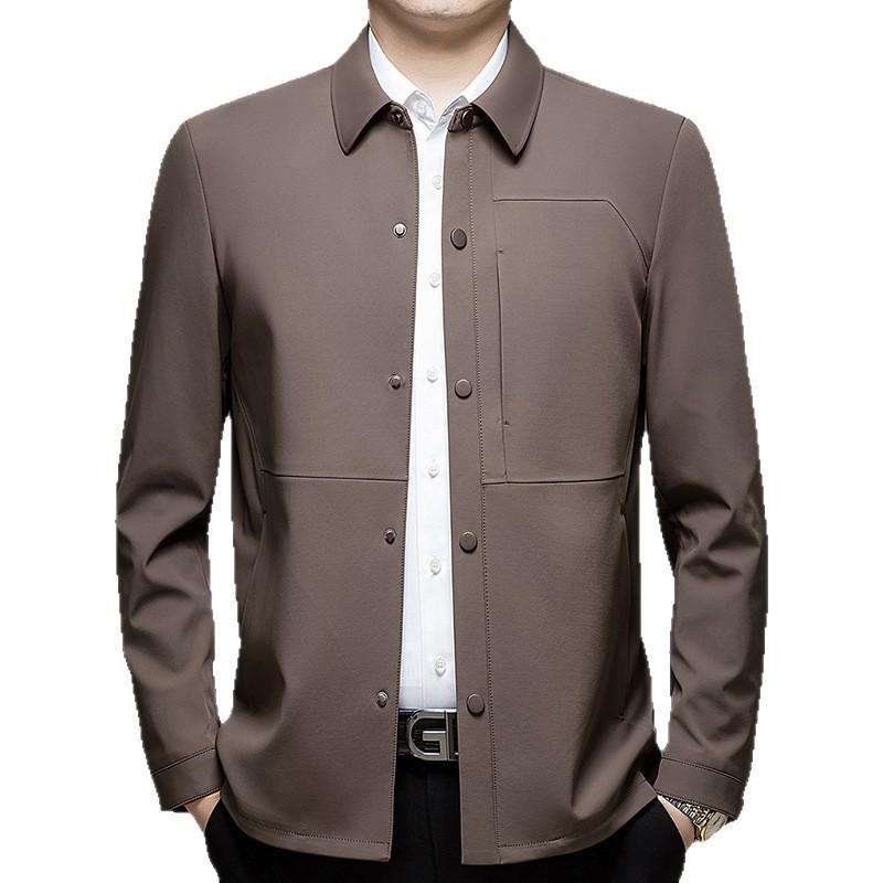 Jaqueta Masculina Casual de Negócios em Seda de Leite para Primavera - Gola Simples Outerwear Juvenil