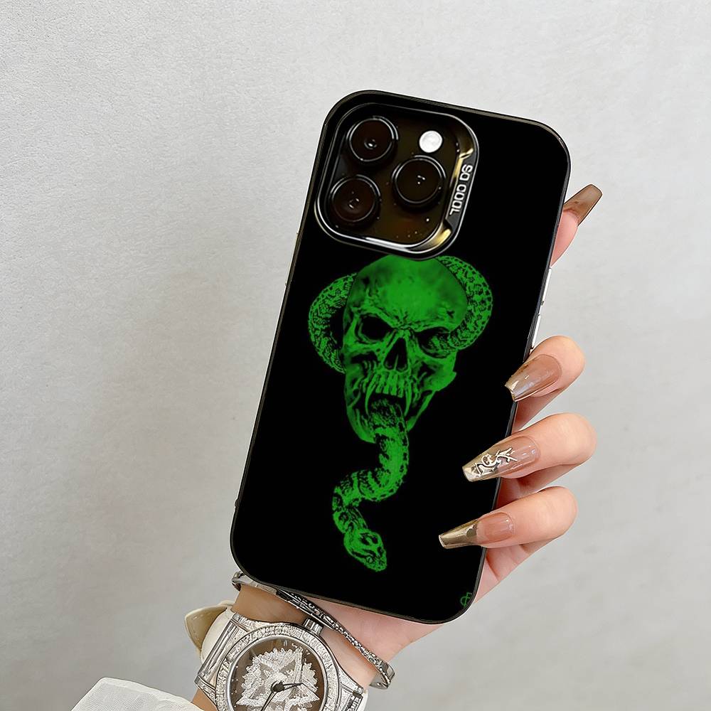 

Snake Totem Phone Case For iPhone 17,16,15,14,13,12,11 Plus,Pro Max,XS,Colored Silver Plated Inside Cover iPhone15ProMax