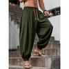 Men's Loose-fit Harem Pants, Elastic Drawstring Waist, Non-stretch Casual Lantern Trousers, Lightweight Quick-dry
