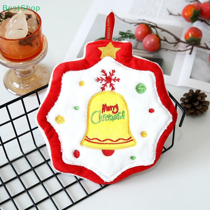Coral Velvet Christmas Santa Claus Hand Towels Kitchen Absorbent Quick Drying Rag Cartoon Hand Towel