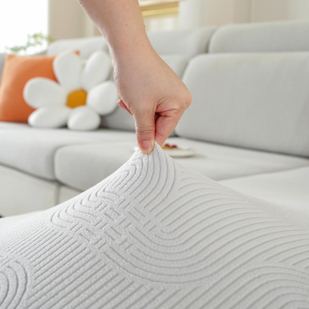 Growth Ring Lines Jacquard Stretchy Sofa Cover Universal Elastic