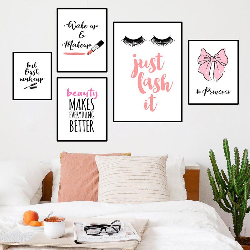 Make-up Schönheit Bild Kunst Poster Wimpern Leinwand Malerei Lippenstift Wand Dekor moderne Schönheitssalon Wandkunst Leinwand Malerei HD2891