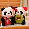 Non-Toxic Christmas Dressed Panda Bear Plush Toys Stuffed Holding Gifts House Decor Cushion Funny Xmas Tree Party Plushie Doll