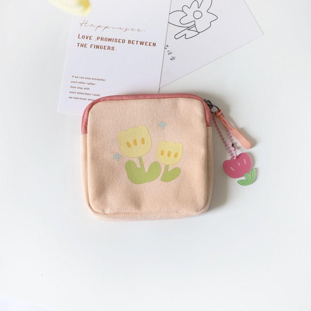 Bag With Pendant Coin Money Bags Lipstick Cosmetic Bag Tulip Coin Purse Women Change Storage Bag