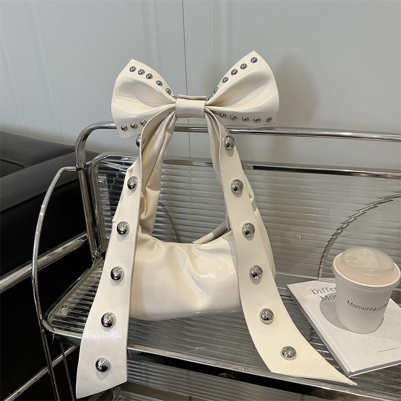 Bow Underarm Bag Women's New Fashion Personalized Rivet Bag Sweet Cool Girl Shoulder Bag Women's Bag