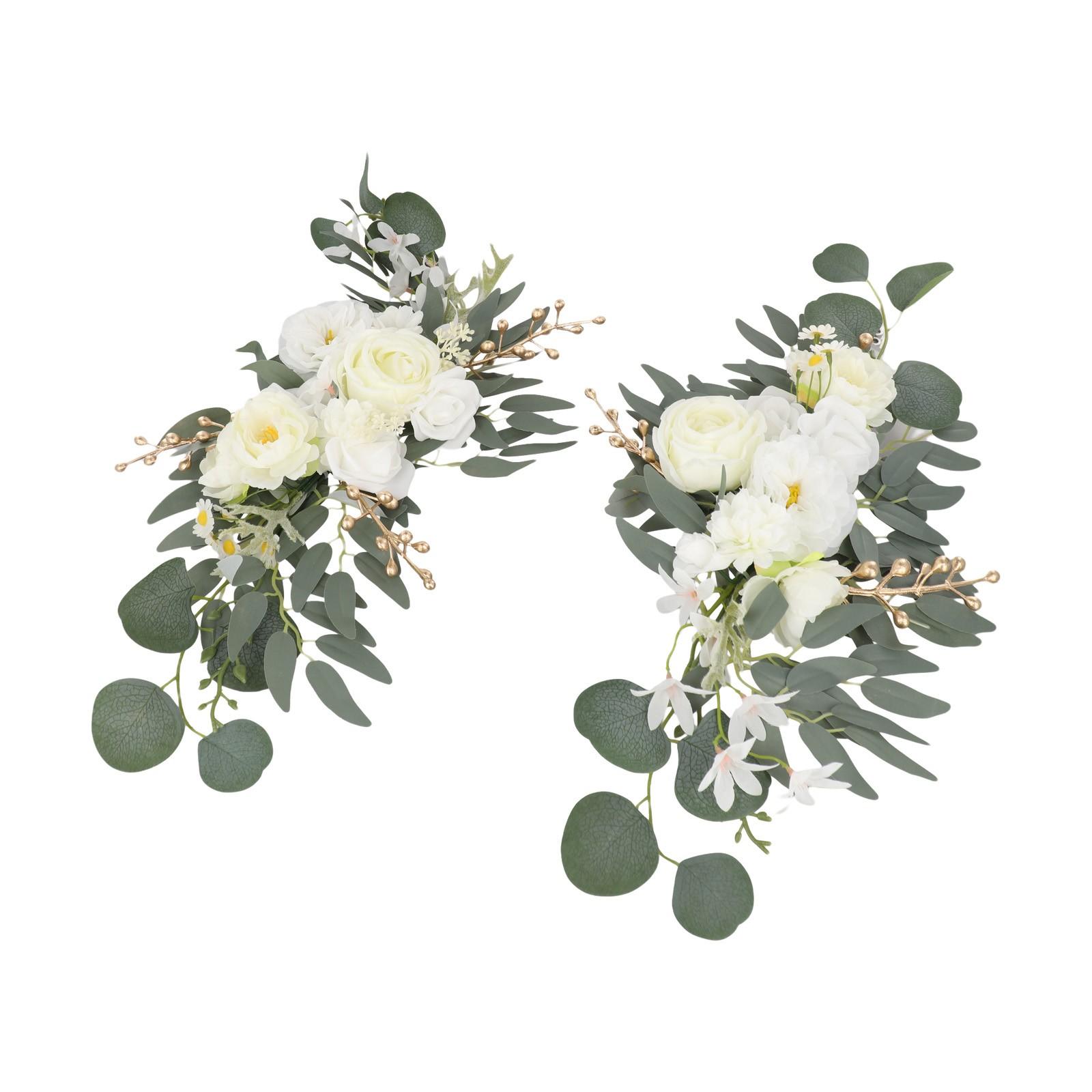 

2 шт. Белые цветы на спинку стула для украшения свадьбы и оформления мероприятия