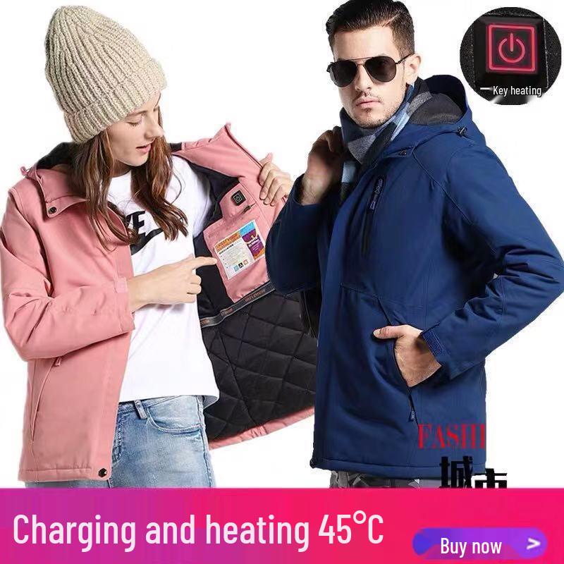 

Winter Waterproof Heated Ski Jacket - Cotton-Padded, Windproof, USB Charging, Warm Casual Outerwear XL
