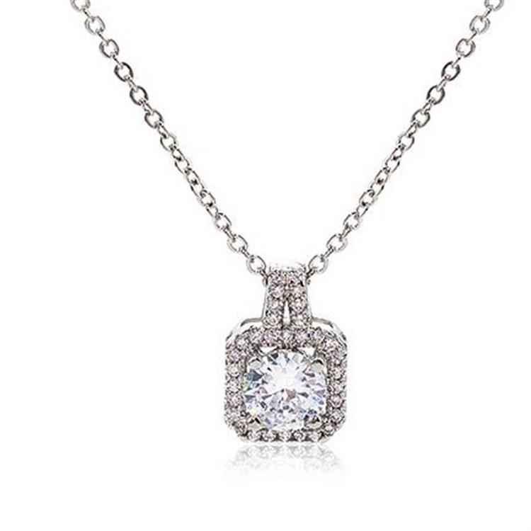Zircon Necklace Square Cut Clavicle Chain Versatile Pendant Jewelry Minimalist Design Simple Style Elegant Women