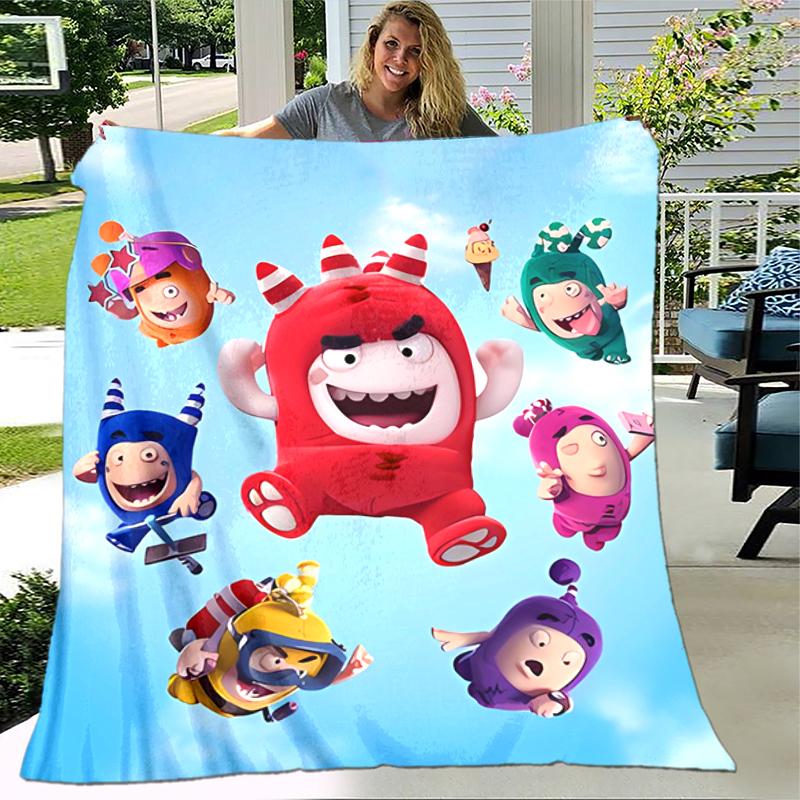 1pz Coperta Stampa Oddbods, Coperta Leggera per Divano, Letto - Morbida e Calda, Regalo per Tutte le Stagioni come Natale, Halloween