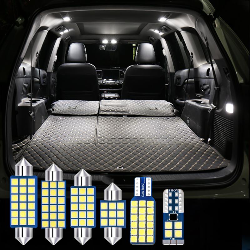6pcs Car LED Bulb For Jeep Grand Cherokee WK2 2011- 2014 2015 2016 2017 2018 Dome Reading Lamp Trunk Light Accessories