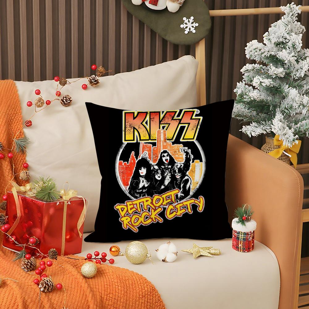 American Rock K-Kiss Band Pillow Case Anti-dustmite Pillow Invisible zipper silky short plush Sofa cushion cover