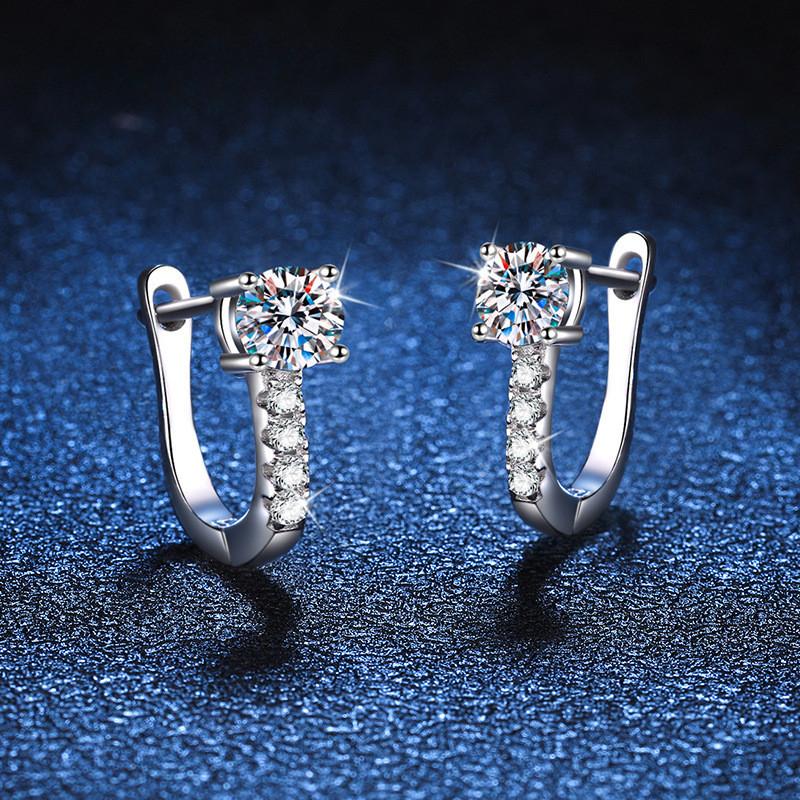 D Color 100% Real  Moissanite Earrings Pillow Hoop Stud Earrings Delicate Jewelry Girls Christmas Gift D Color 0.5CT Diamonds