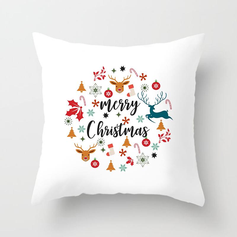 Merry Christmas Printed White Putetrekk Christmas Style Putetrekk Hjem Sofa Dekor Putetrekk