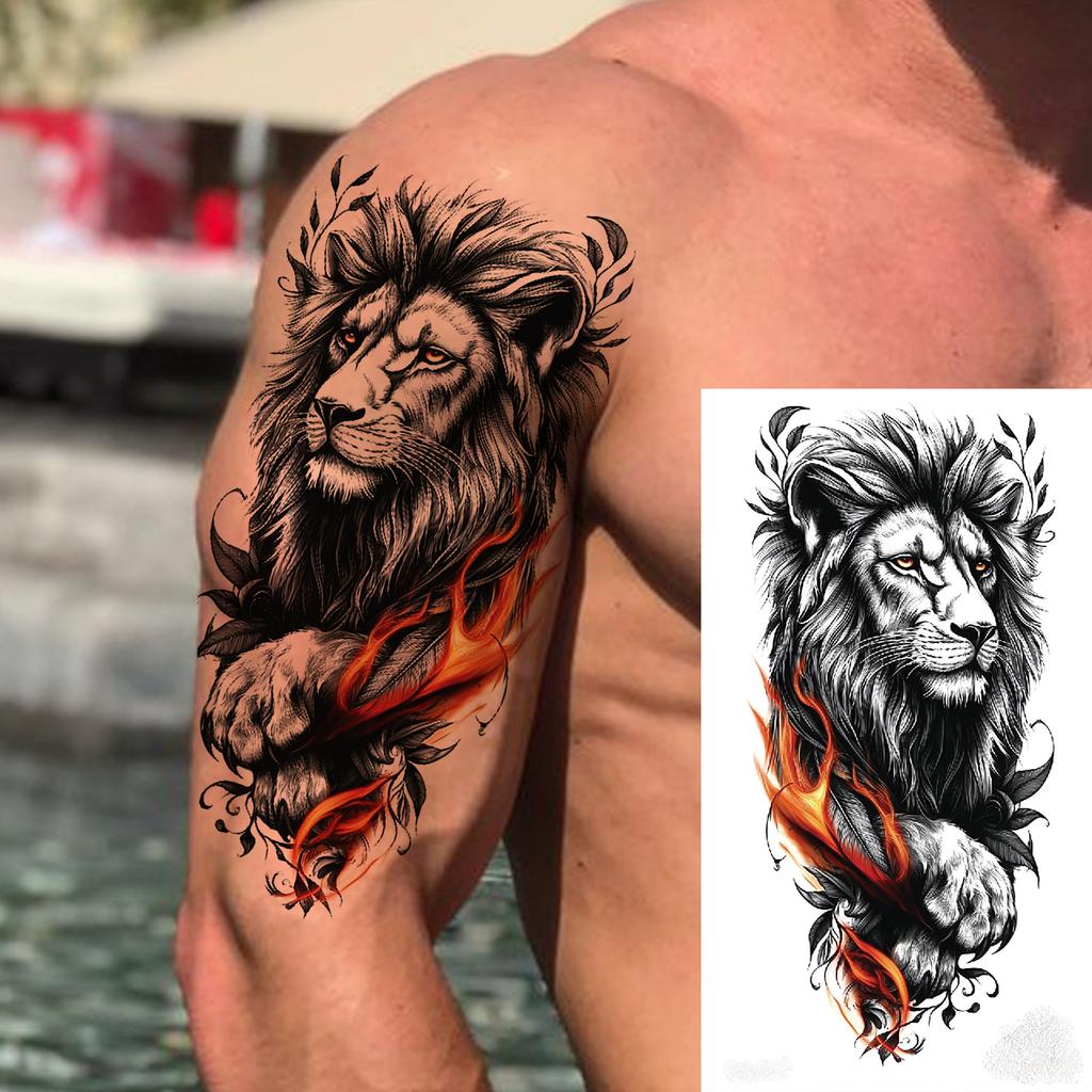 1 Sheet Snake Fox Tiger Skull Demon Temporary Tattoos For Men Adults Women Arm Forearm Fake Tattoo Sticker Sleeve Water Transfer