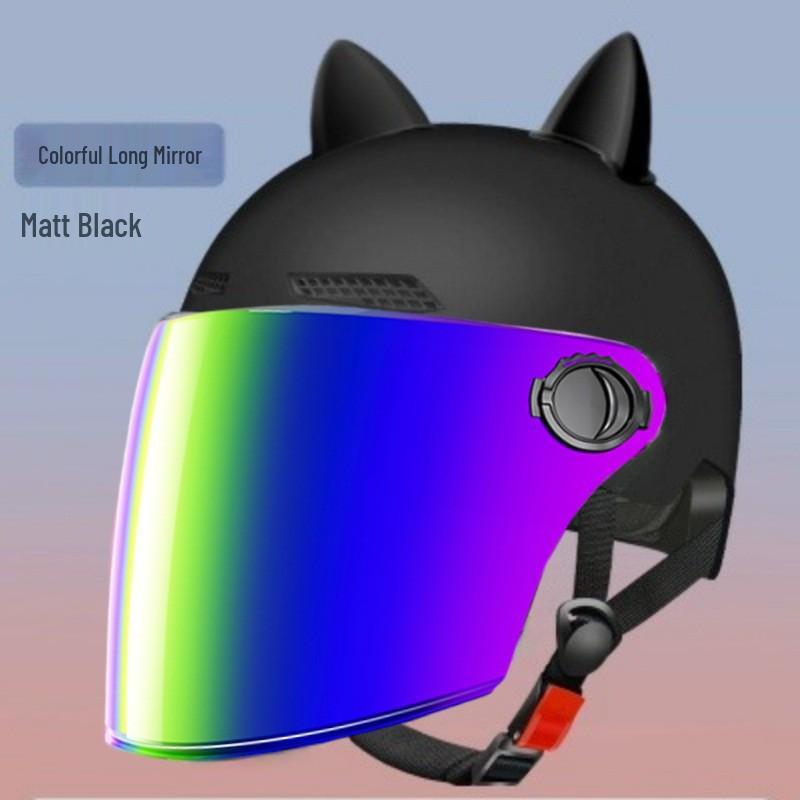 3C Certified Unisex Cat Ear Electric Bike Helmet, Sun Protection, All-Season Safety