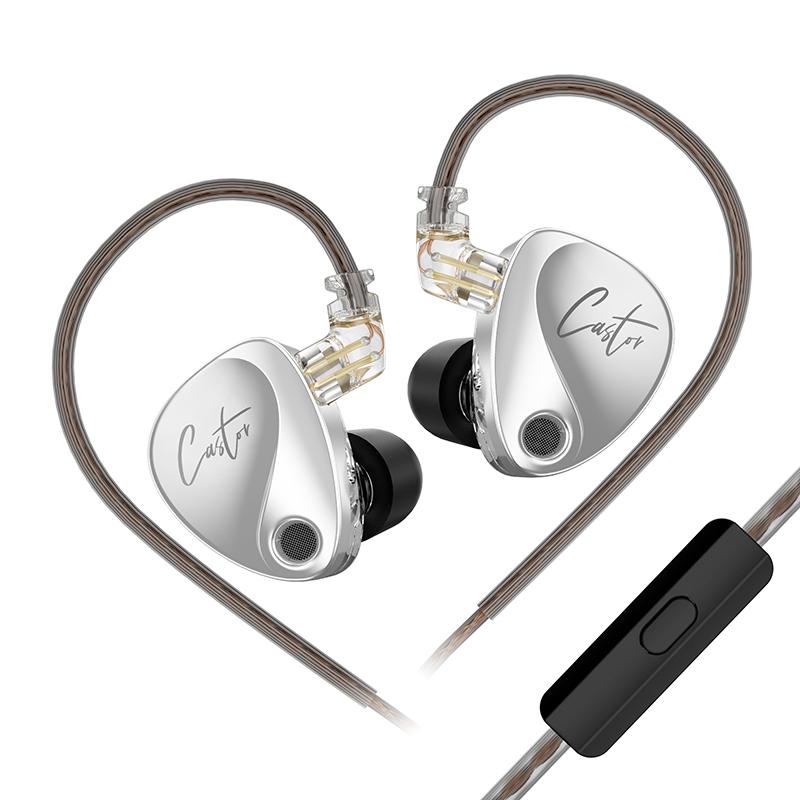KZ Castor In Ear HiFi Earphone 2DD Dynamic High-End Tunable Balanced Armature Earphones Monitor Wired Earphones With Mic Earbuds