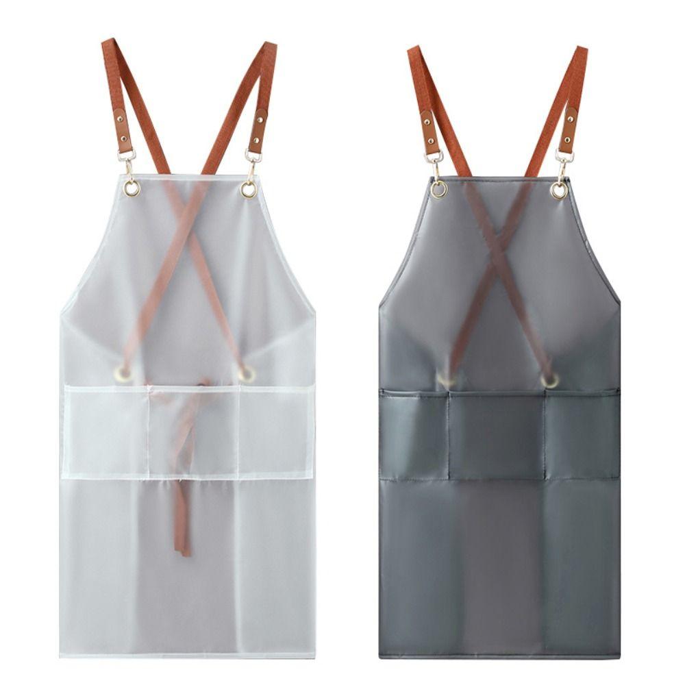 Waterproof TPU Apron With Pockets Cooking Apron Work Clothes Kitchen Apron Household