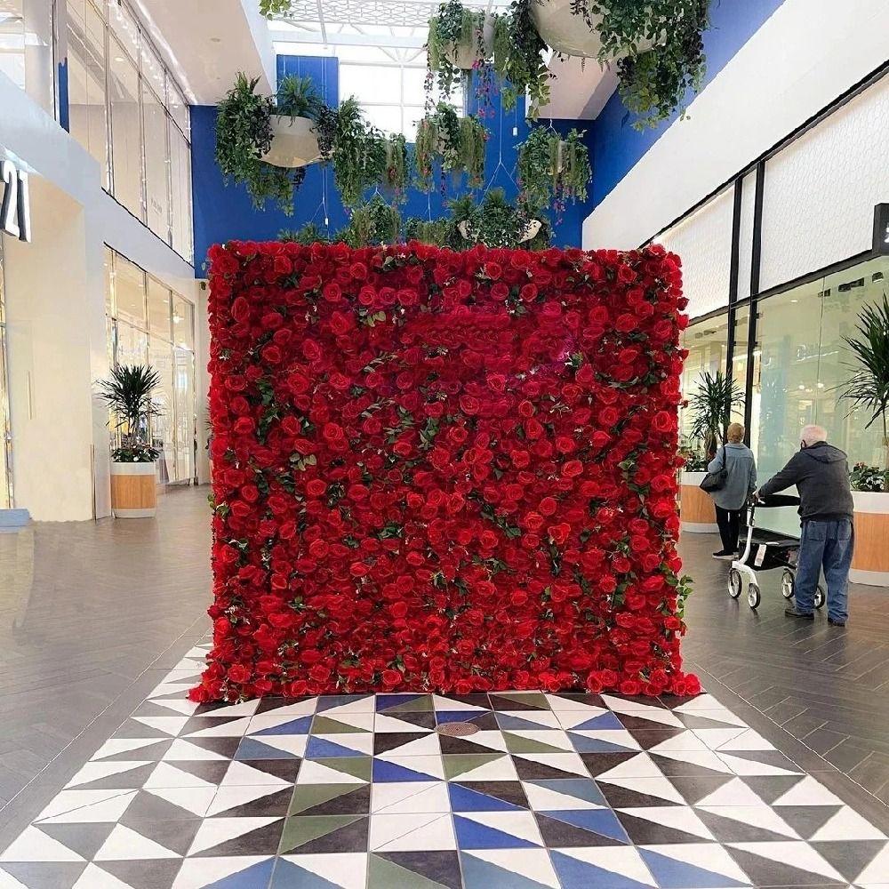 Realistic Wedding Wall Backdrop Handmade Silk Rose Flower Wall  Stage Supplies