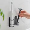 Wall Mounted Electric Toothbrush Holder Self Adhesive ABS Food Grade Ventilated Quick Drying Razor Holder Bathroom Organizer Bla