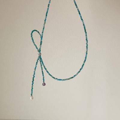 Green Crystal Beaded Bow Necklace Female Small Fresh Gentle Temperament Sweet Personality Versatile Neck Chain Collarbone Chain