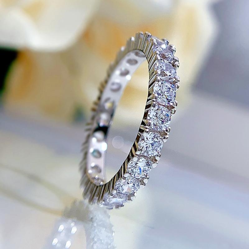 OEVAS 100% 925 Silver Full Square High Carbon Diamond Rings For Women Sparkling Wedding Party Fine Jewelry
