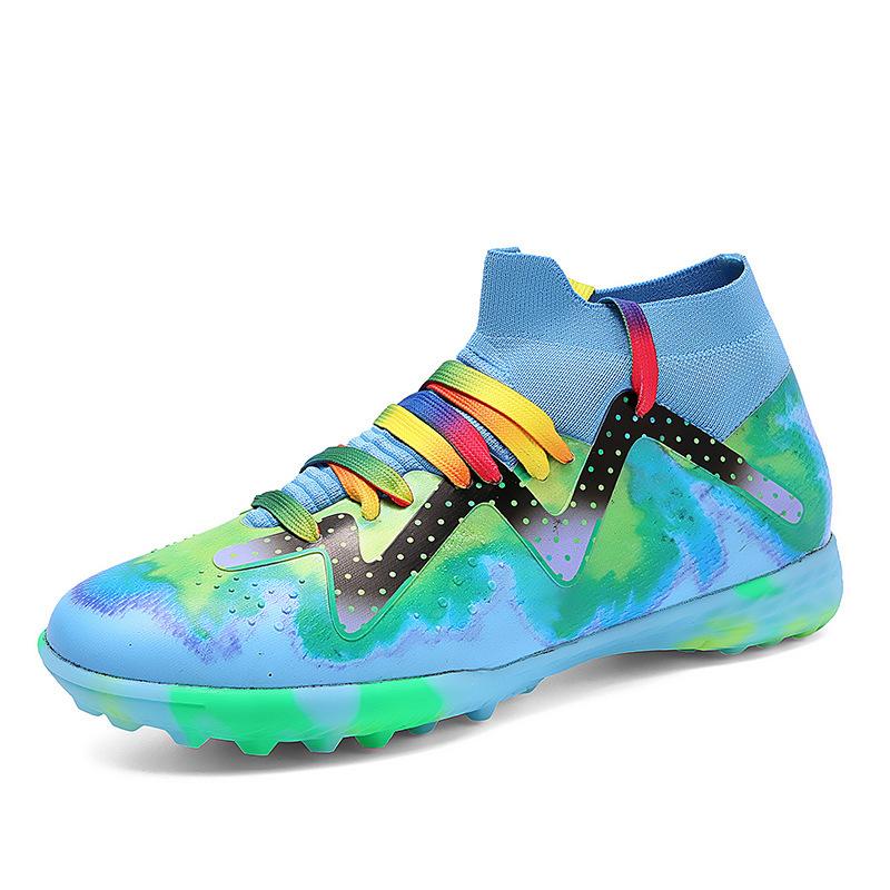 

Boys graffiti camouflage seamless middle help actual combat football shoes broken nails long nails non-slip and wear-resistant men s and women s adul 46