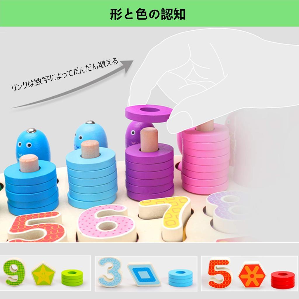 Wooden Puzzle 5in1 Wooden Number Color Shape 3D Fishing Wooden Toy with Various Ways To Small Storage Bag Learning Fingertip Improves Mathematics 6
