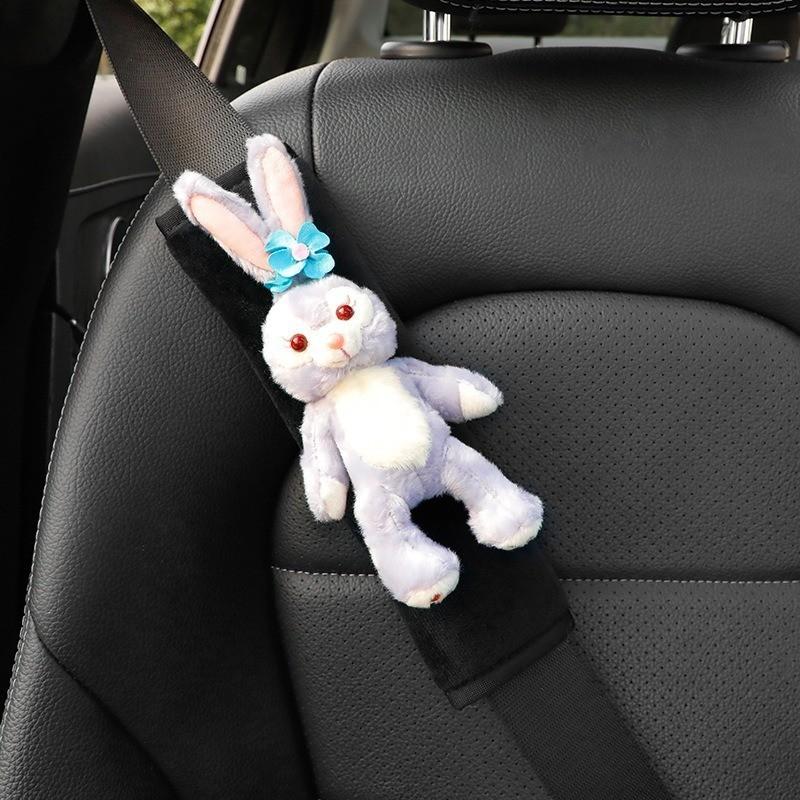 Cute Cartoon Car Seat Belt Shoulder Cover Soft Faux Fur Women Goddess Car Decoration