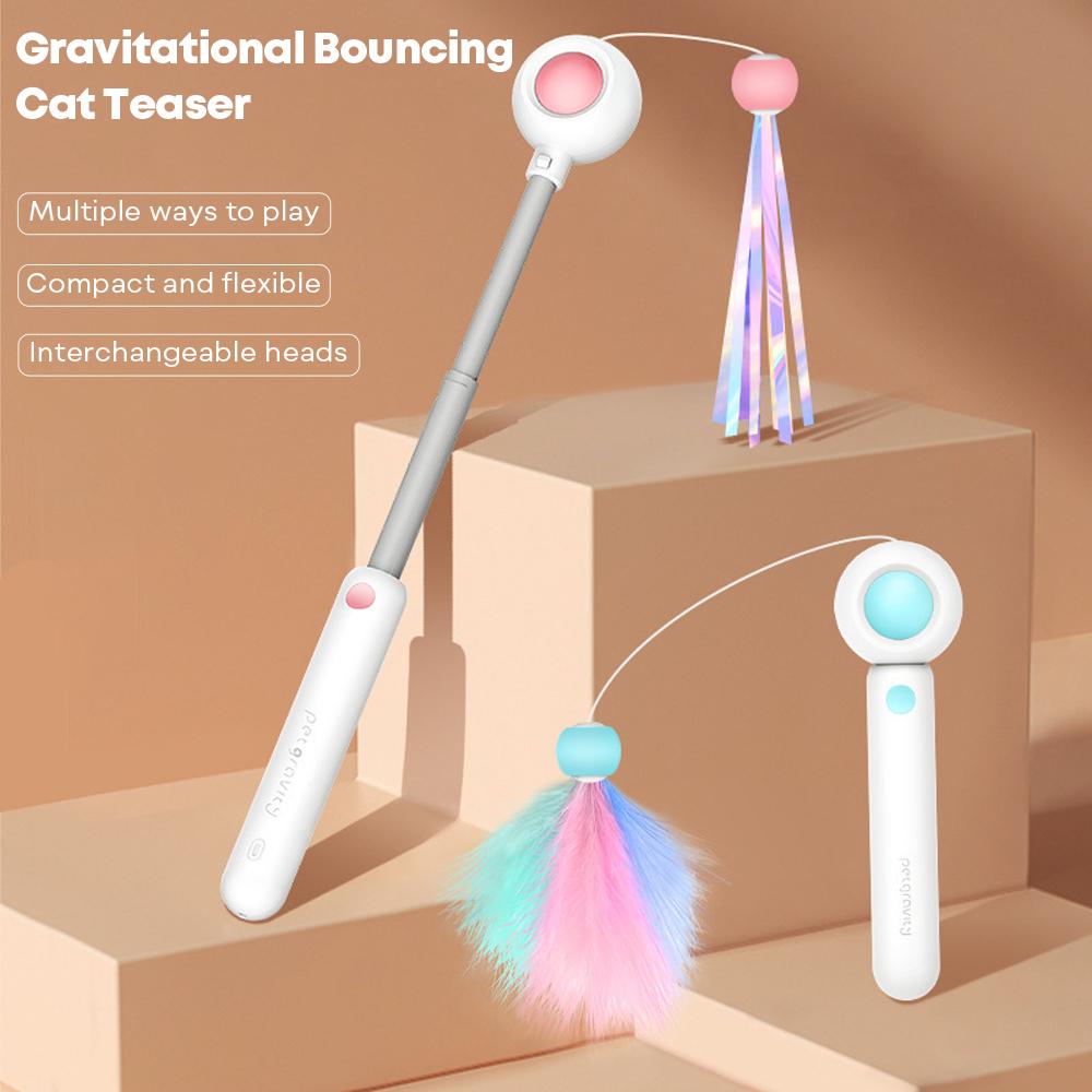 Interactive Cat Toys Retractable Cat Stick Toy for Kitten Playing Cat Laser Teaser Wand Pets Supplies Products Cat Accessories