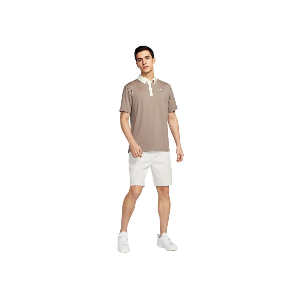 Nike Dri-Fit Tour Comfortable Soft Skin-Friendly Fashion Short Sleeve Golf Shirt Men Tops Mink-Brown Light-Ivory FZ7502-233