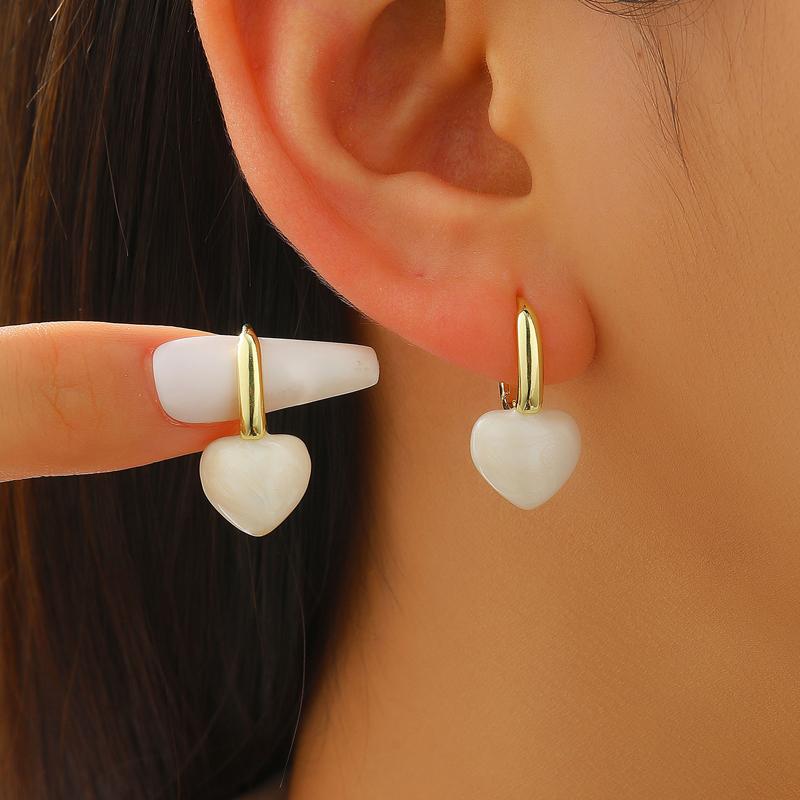 French Retro Dark Red Heart-Shaped Hoop Earrings for Women Enamel Drip Glazed Peach Heart Earrings Fashion Jewelry Accessories белый