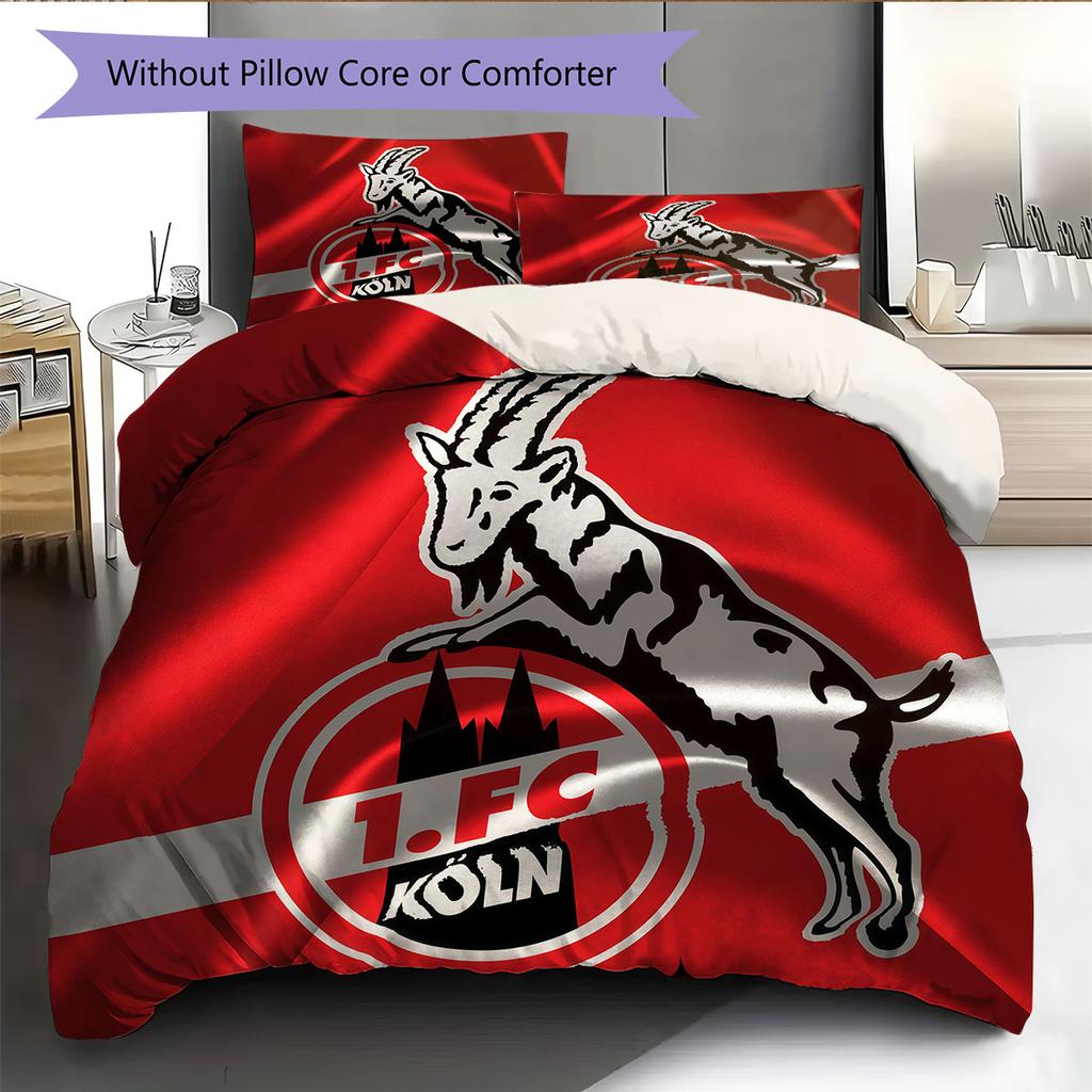 Biancheria da letto con motivo logo FC Köln Decorazione per la casa Regalo di compleanno ( 1 copripiumino + 2 federe, senza imbottitura),merchandising per fan.