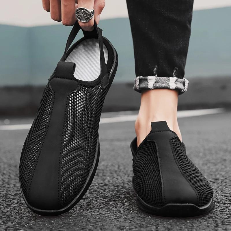Summer Mens Casual Shoes Mesh Sandals Hollow Non-slip Platform Sneakers Versatile Breathable Walking Shoes Running Sport Shoes