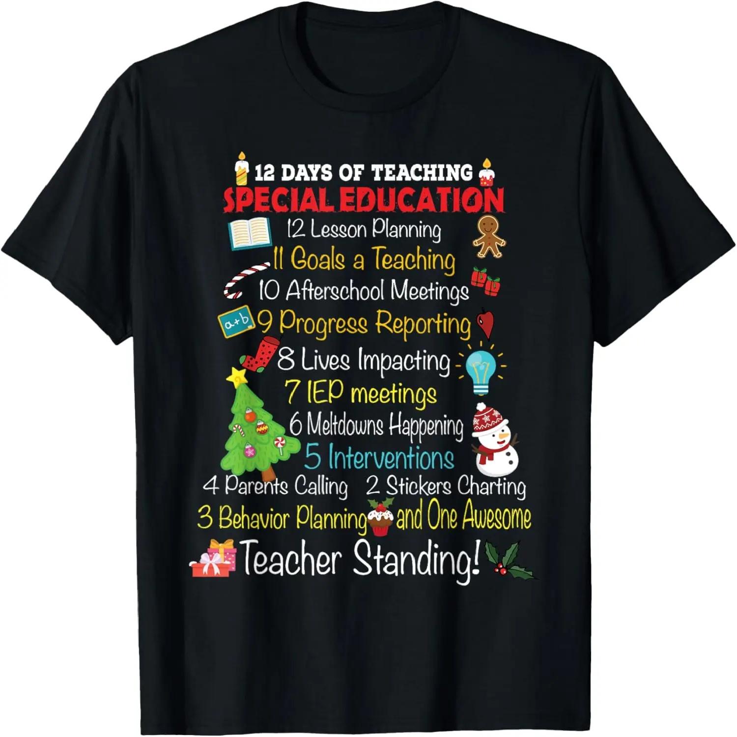 12 Days of Teaching Special Education Christmas Graphic T-Shirt S