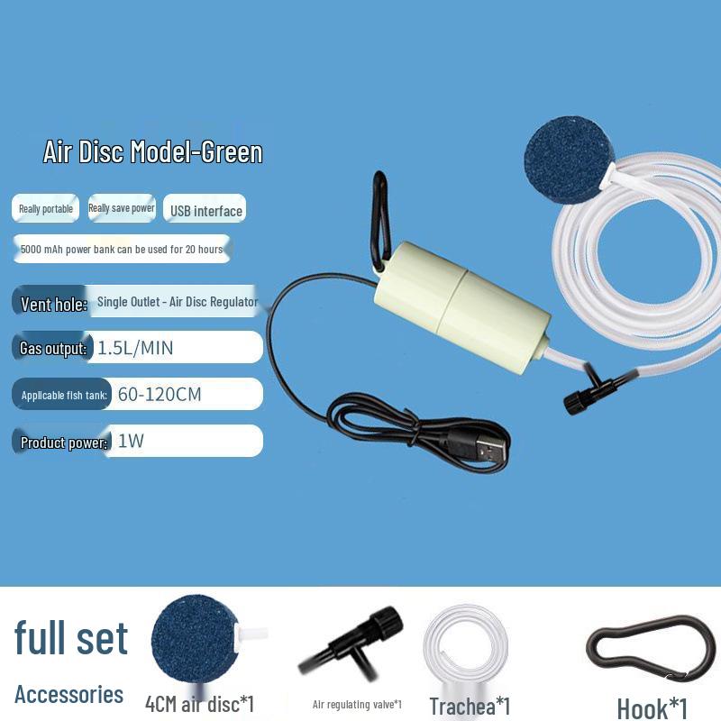 USB Rechargeable Silent Submersible Fish Tank Aerator Pump for Outdoor and Indoor Use