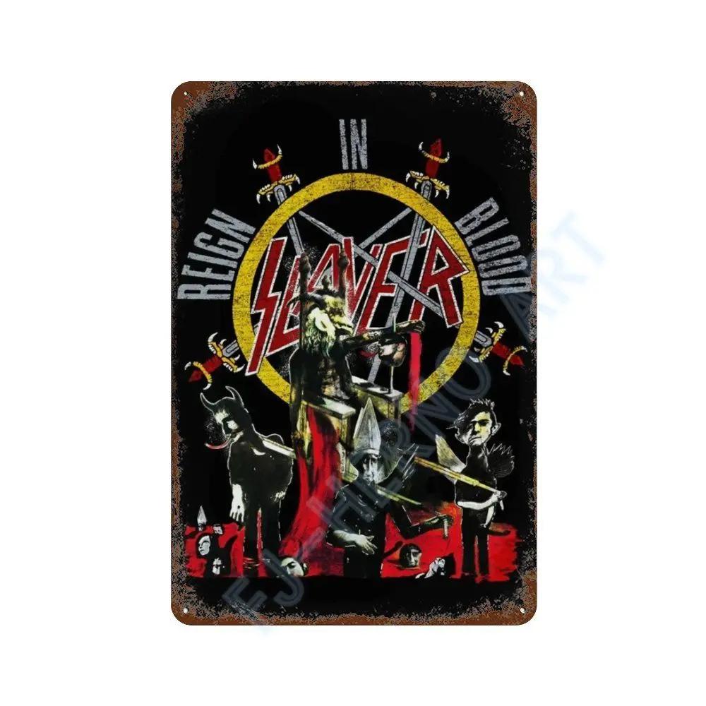 Vintage Slayer Heavy Metal Album Plakát Kovový Plechový Značka Deska Severské Nástěnné Umění Talíře pro Domácí Dekoraci Pokojů Dárky pro Kluuka